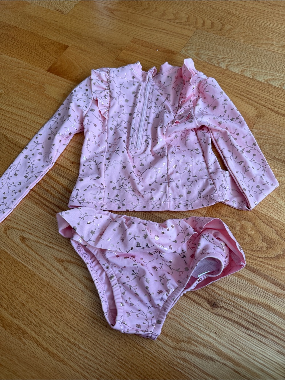 Kids Pink Ruffle Two-Piece Swim Set